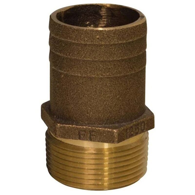 GROCO 1/2" NPT x 3/4" Bronze Full Flow Pipe to Hose Straight Fitting