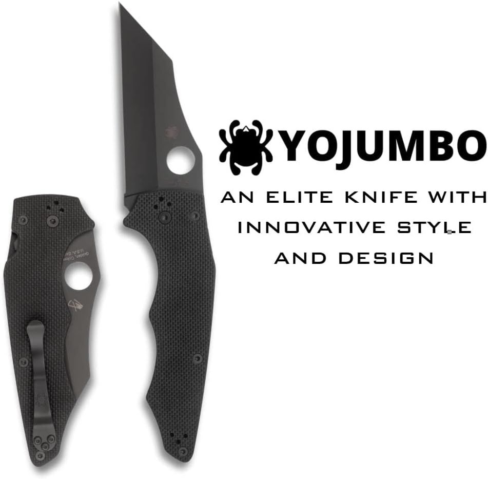 Spyderco YoJumbo Specialty Knife with Black Wharncliffe Blade and Black Coarse-Textured G-10 Handle - PlainEdge - C253GPBBK