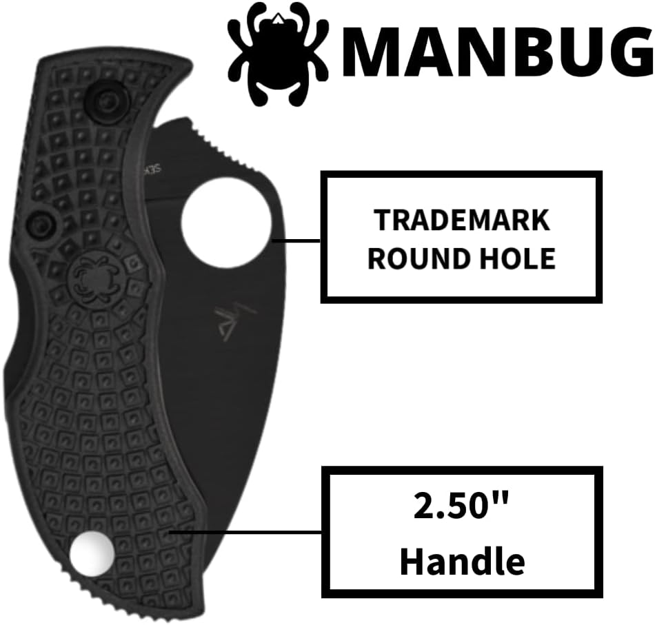 Spyderco Manbug Wharncliffe Folding Pocket Knife with 1.9" VG-10 Steel Blade and FRN Handle - PlainEdge - MBKWPBK