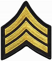 Hero's Pride SGT Chevrons, Merrowed Border, Medium Gold/Black, 3" Wide