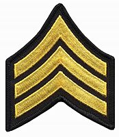 Hero's Pride SGT Chevrons, Merrowed Border, Medium Gold/Black, 3" Wide