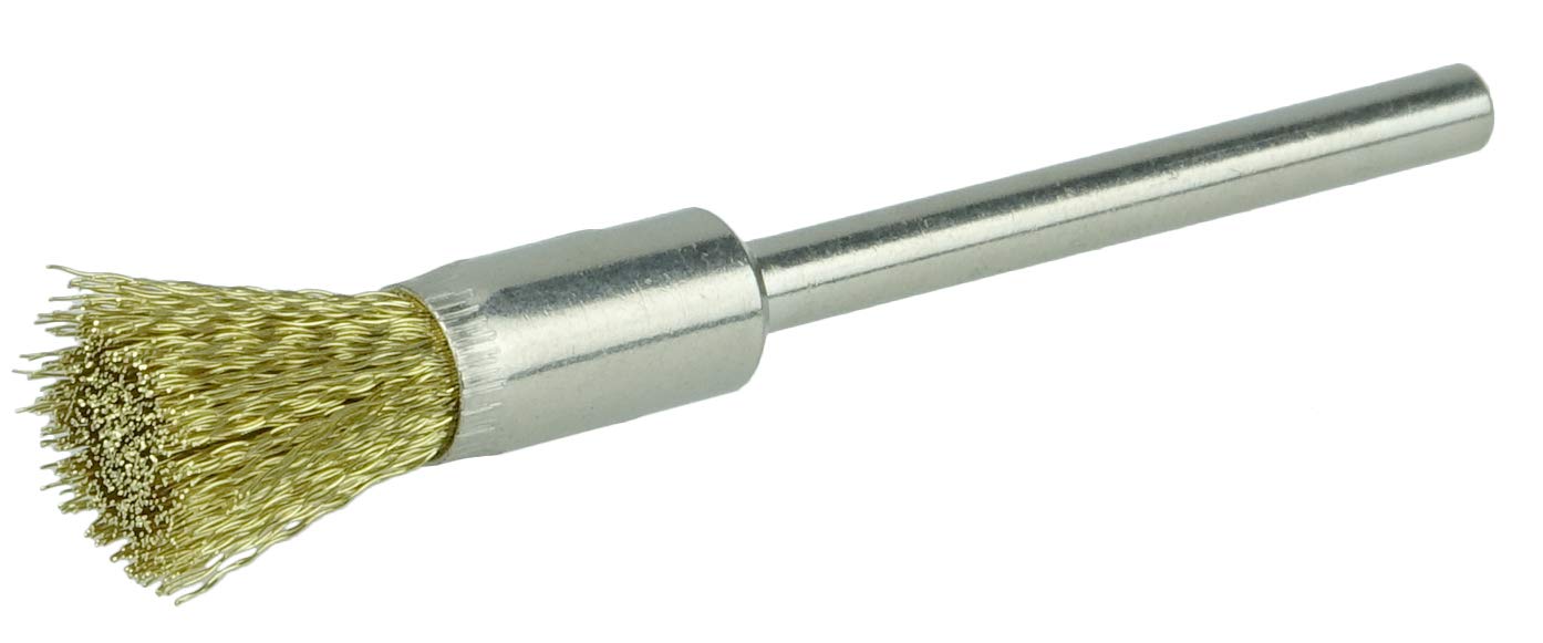 Weiler 26106 0.005" Wire Size, 1/4" Diameter, 1/8" Stem Size, Brass Bristles, Miniature End Brush, Made in the USA