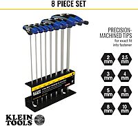 Klein Tools JTH98M T-Handle Hex Key Set, Metric Sizes Allen Wrench Set with 9-Inch Blades, Stand Included, 8-Piece