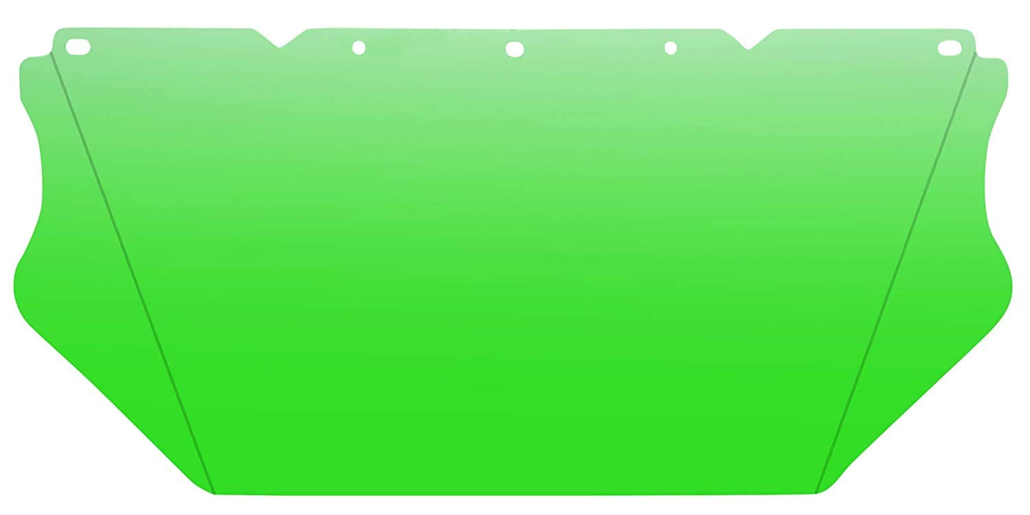 MSA 10115842 V-Gard Visor - General Purpose, Polycarbonate (PC), Green Tint with Antifog/Antiscratch Coating, Contoured