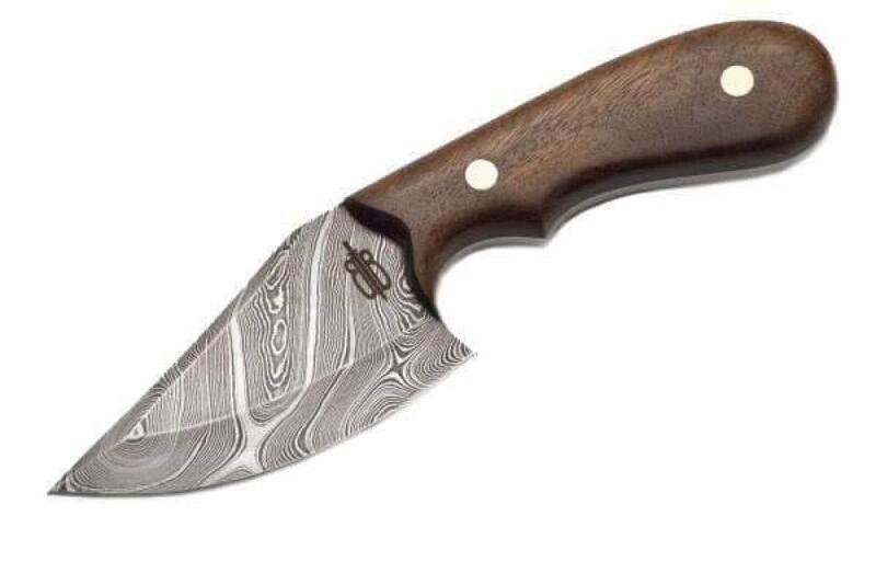BucknBear Custom Handmade Damascus Fixed Blade Skinner Knife (Walnut Wood)