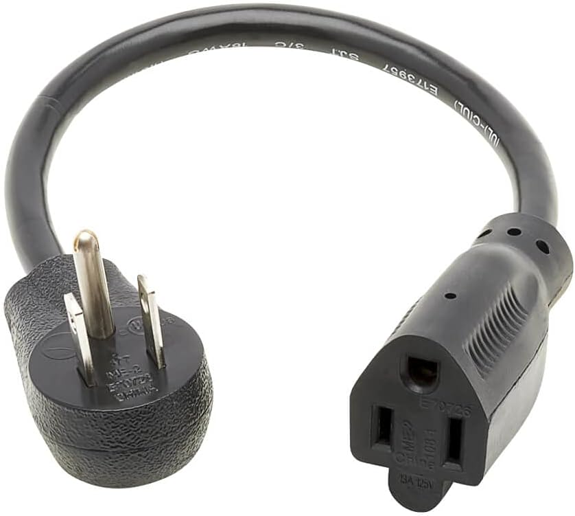 Tripp Lite Power Extension Cord Right-Angle 5-15P to 5-15R 16AWG 13A 1ft (P024-001-13A15D)
