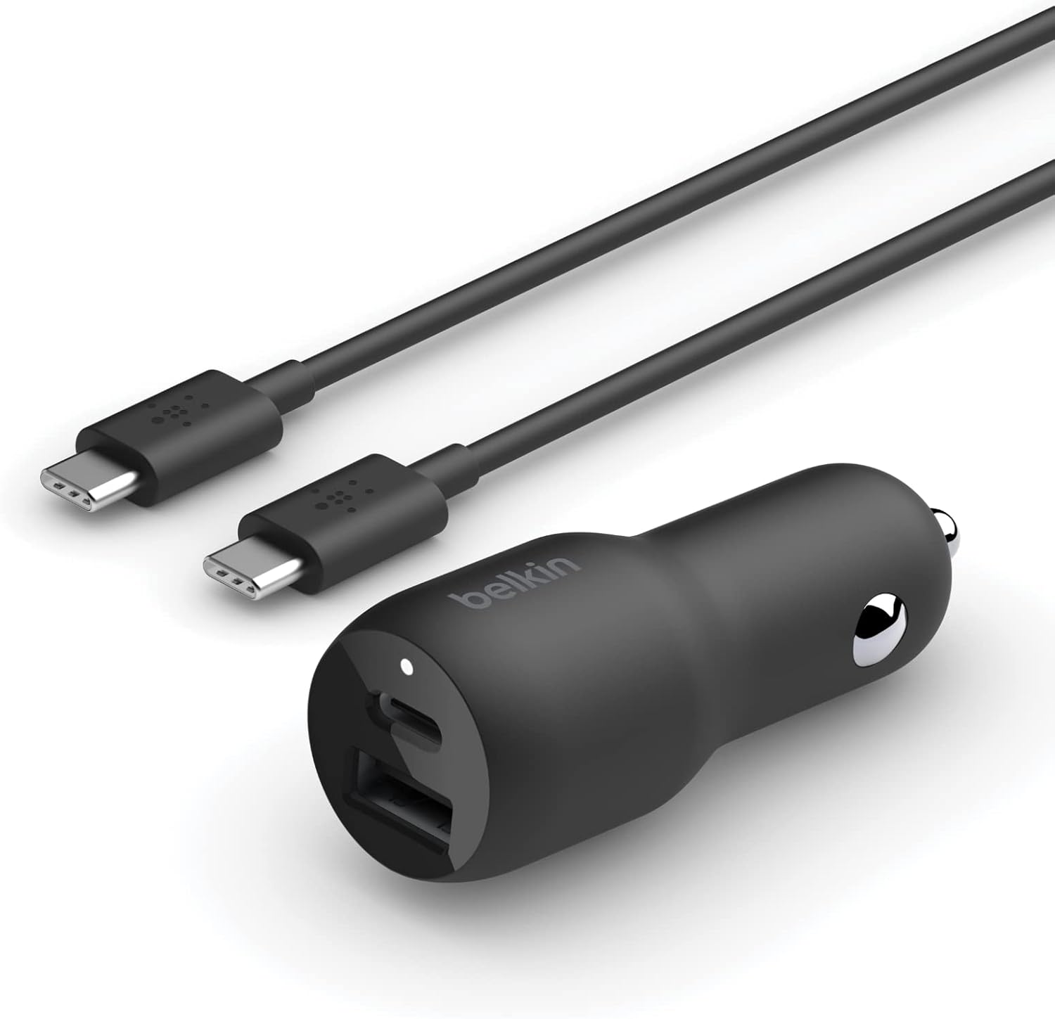 Belkin 37W Dual Port Fast Car Charger with 3.3ft USB-C Cable Included, USB-C 25W PPS Port and USB-A 12W Port for Galaxy S23