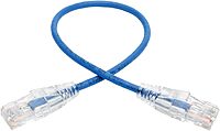 TRIPP LITE Cat6 Gigabit Snagless Molded Slim UTP Patch Cable RJ45 M/M, Blue
