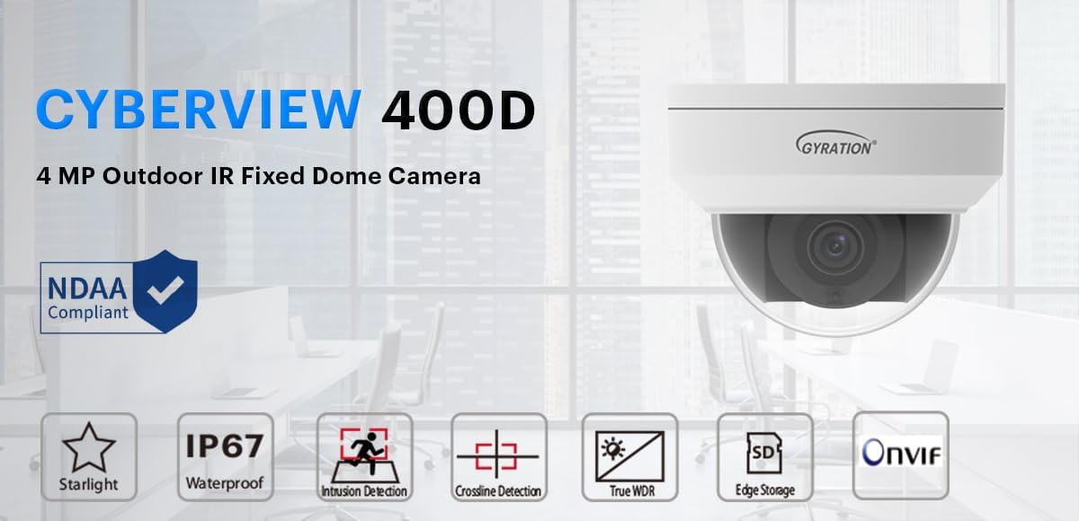 4MP Outdoor IR Fixed Dome Camera with 120dB WDR Starlight Technology IP67 Waterproof PoE Power Built-in Microphone and 256GB