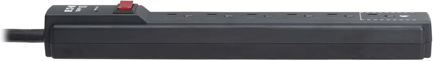Eaton Tripp Lite Series 6-Outlet Surge Protector Power Strip, 3ft Extension Cord, 600 Joules, 15A Circuit Breaker, Black