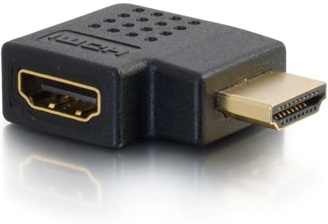 C2G HDMI Adapter, HDMI Right Angle Adapter, Fits in Tight Spaces, for Wall Mounted TVs, Black, Cables to Go 43290
