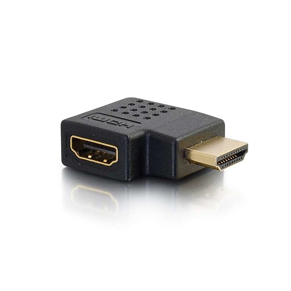 C2G HDMI Adapter, HDMI Right Angle Adapter, Fits in Tight Spaces, for Wall Mounted TVs, Black, Cables to Go 43290