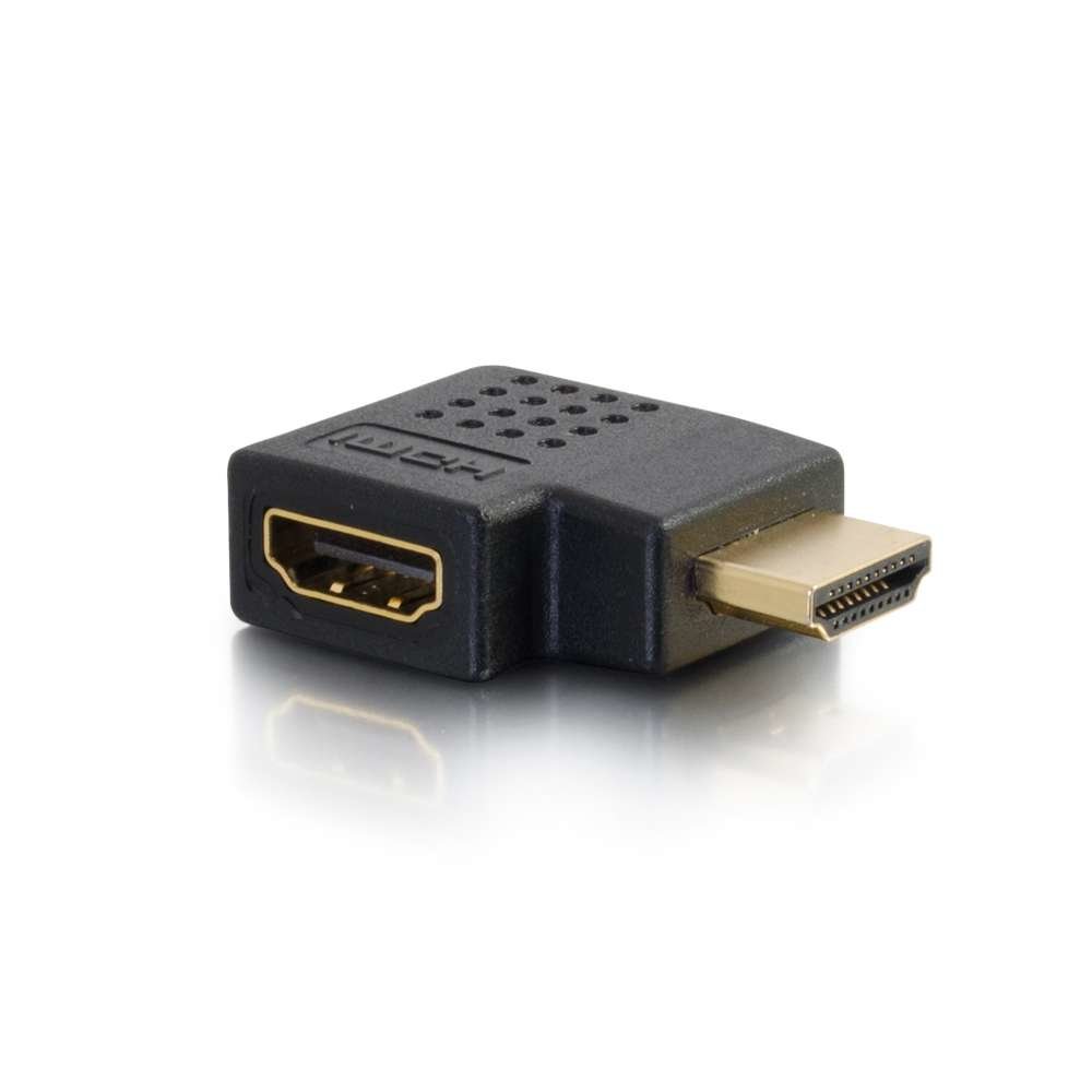 C2G HDMI Adapter, HDMI Right Angle Adapter, Fits in Tight Spaces, for Wall Mounted TVs, Black, Cables to Go 43290