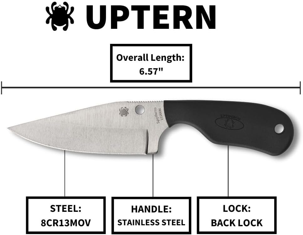 Spyderco UpTern Pocket Knife with 8Cr13MoV Blade and Stainless Steel Handle (CombinationEdge)
