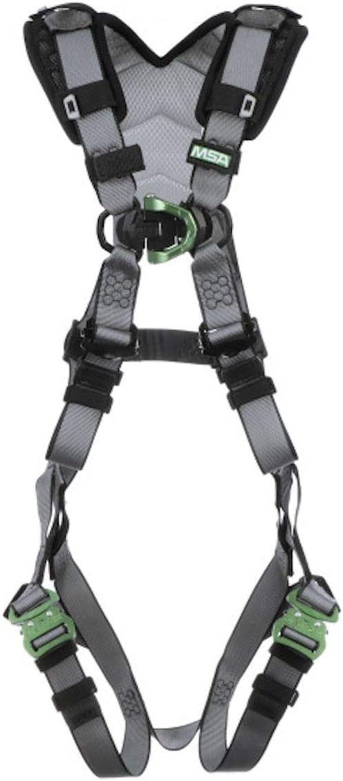 MSA V-FIT Standard Safety Harness - Polyester & Nano-Technology Treated Web Full Body Harness Back, Shoulder Padding