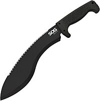 SOG Sogfari Kukri 13" Stainless Steel Survival Machete Knife | Saw on the Back of the Blade, Textured Handle, Nylon Sheath