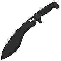 SOG Sogfari Kukri 13" Stainless Steel Survival Machete Knife | Saw on the Back of the Blade, Textured Handle, Nylon Sheath