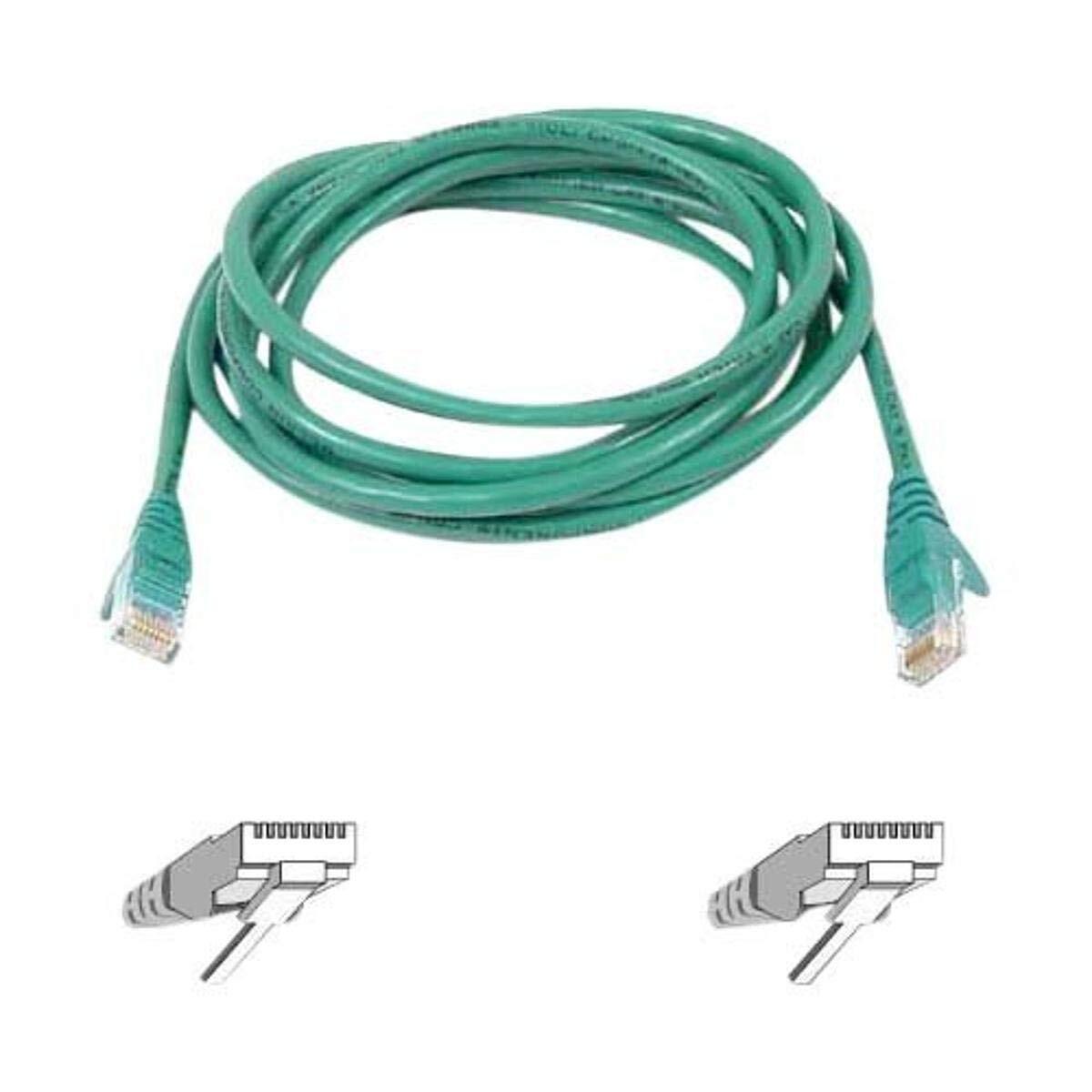 Belkin A3L980-03-GRN-S 3-Feet 4PR-RJ45 M/M CAT6 Snagless Patch Cable (Green), 1 Count (Pack of 1)