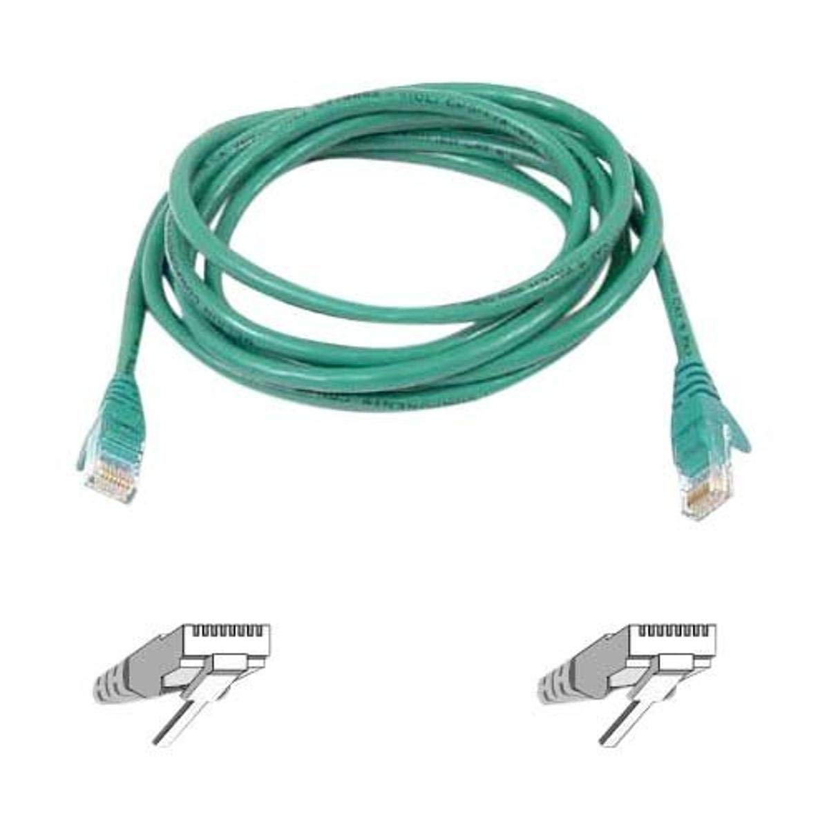 Belkin A3L980-03-GRN-S 3-Feet 4PR-RJ45 M/M CAT6 Snagless Patch Cable (Green), 1 Count (Pack of 1)