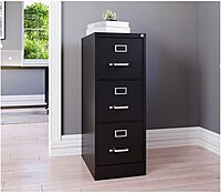 Hirsh 22-in Deep 3 Drawer - Letter Width - Vertical Metal File Cabinet - Black - Commercial Grade - Fully Assembled