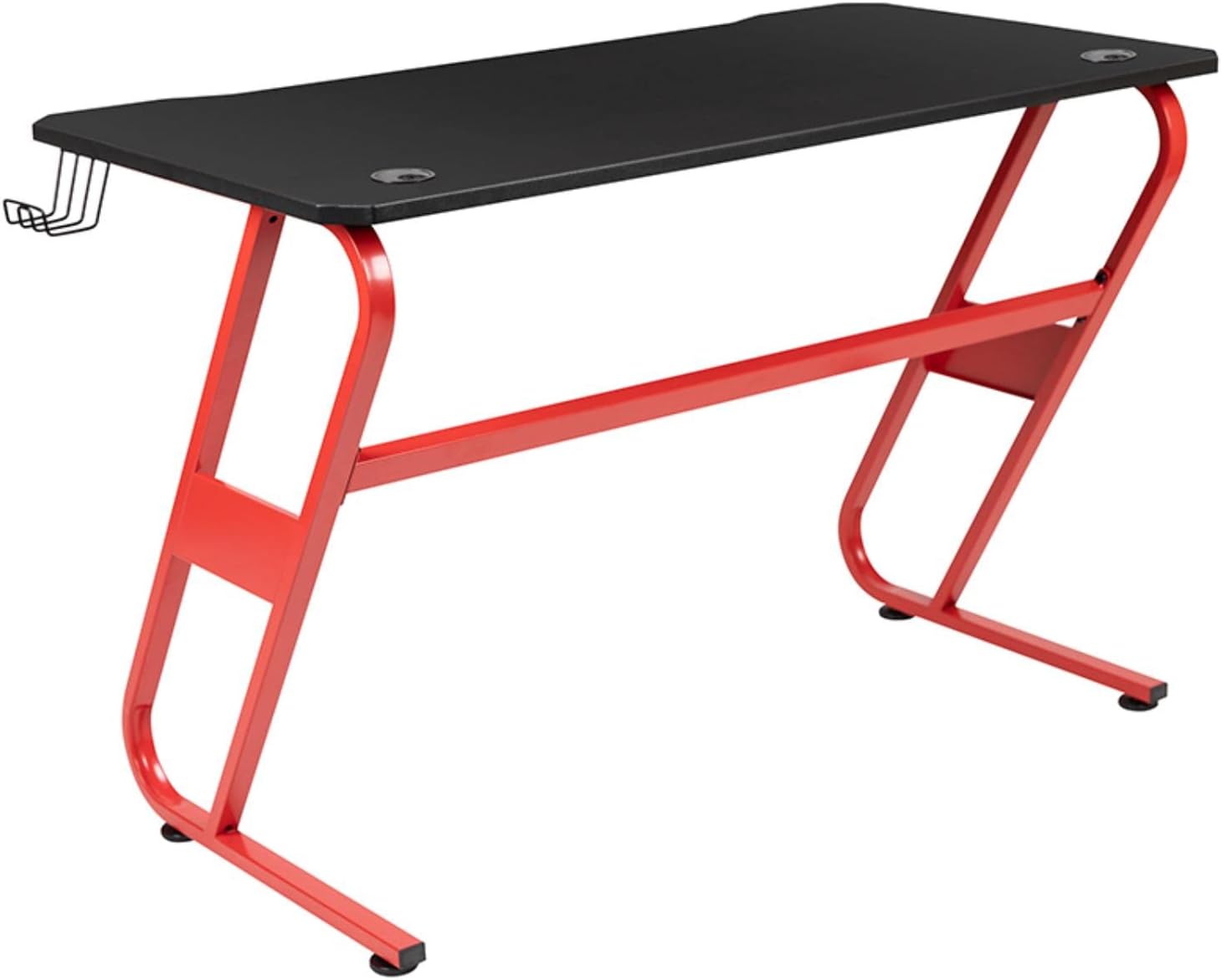 Flash Furniture 52inW Ergonomic PC Gaming Computer Desk With Cup Holder And Headphone Hook, Black/Red