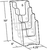 Azar Displays 252388 Clear Four-Tier Tri-Fold Brochure Holder, Acrylic Boxes for Display - Table Menu Holder Stands (4.25” W by 6” D by 10” H) - Tabletop Pamphlet Holder, 2-Pack