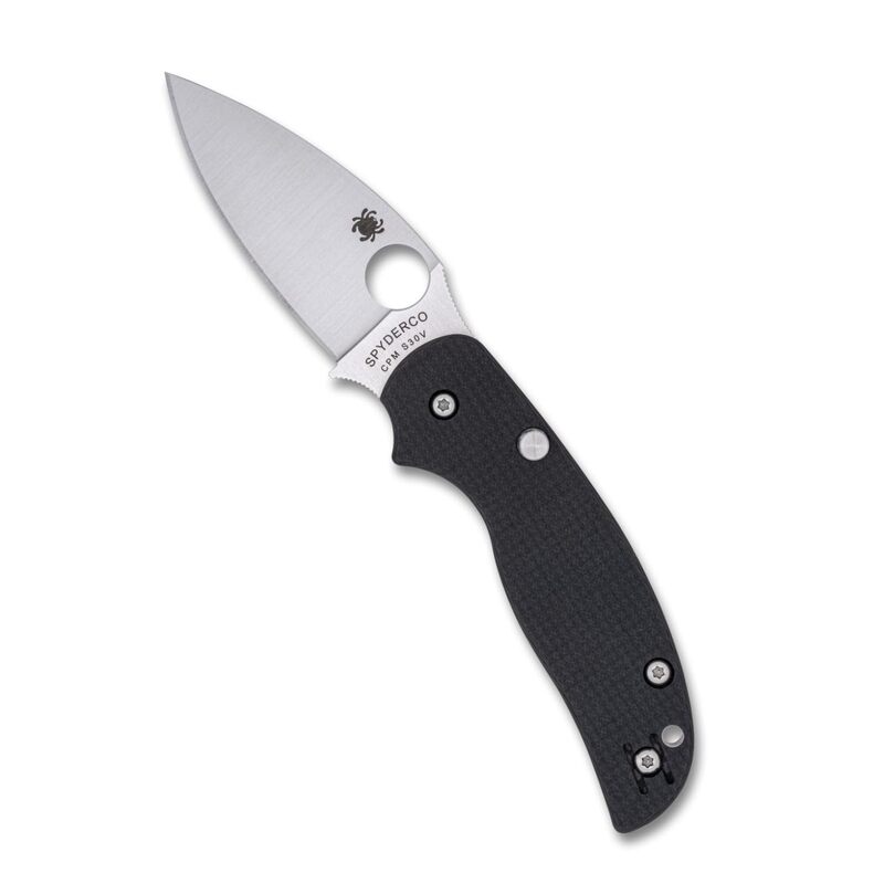 Spyderco Sage 6 Folding Knife - CPM S30V Steel Blade with Carbon Fiber/G-10 Laminate Handle, Button-Release Compression Lock, PlainEdge - C123CFBCLP