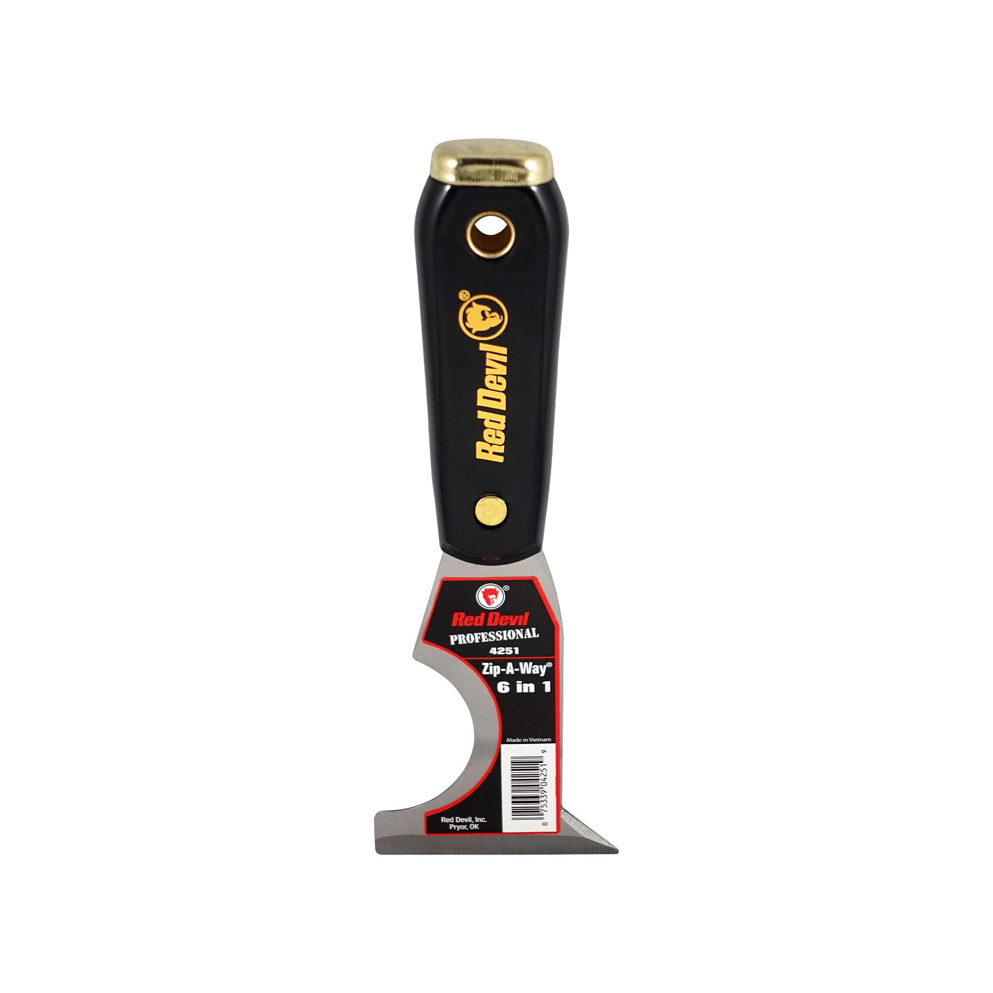 RED DEVIL 4251 6-in-1 Painters Tool: Scraper, Putty Knife, Roll Cleaner, Nail Setter, Gouger, Spreader