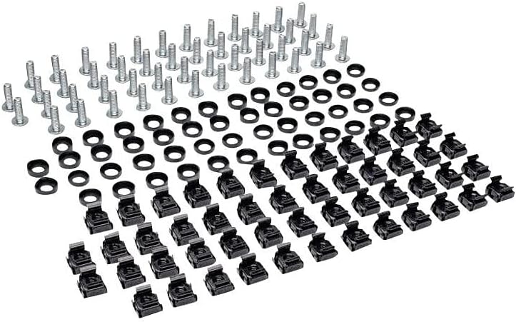TRIPP LITE Rack Enclosure Square Hole Hardware 50-Piece Kit with 12-24 Screws and Washers Components SRCAGENUTS1224, Black