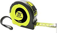 Boardwalk BWKTAPEM25 Easy Grip 25 ft. 1/16 in. Graduation Tape Measure - Black/Yellow