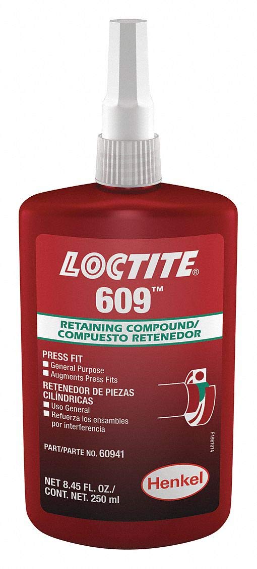 Loctite HL135513 609 Medium Strength Retaining Compound, 250 mL Bottle, Green (Pack of 10)