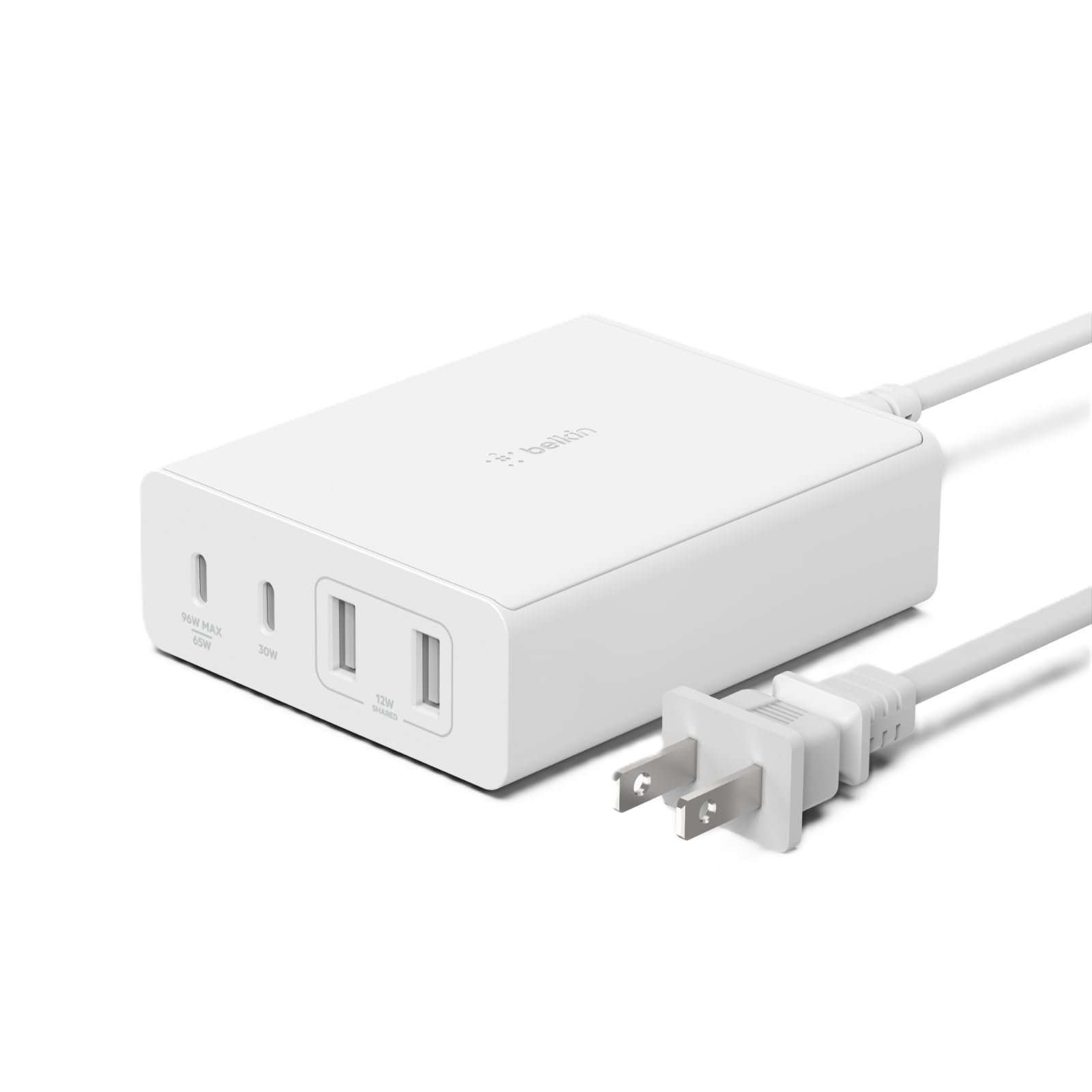Belkin 4-Port Charger Block 108W - GaN Charger, Multi-Port w/ USB-C PD Fast Charge & USB-A Ports for Apple MacBook