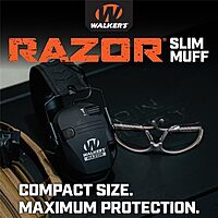 WALKER'S Razor Slim Electronic Earmuffs Ultra Low-Profile Folding Hearing Protection