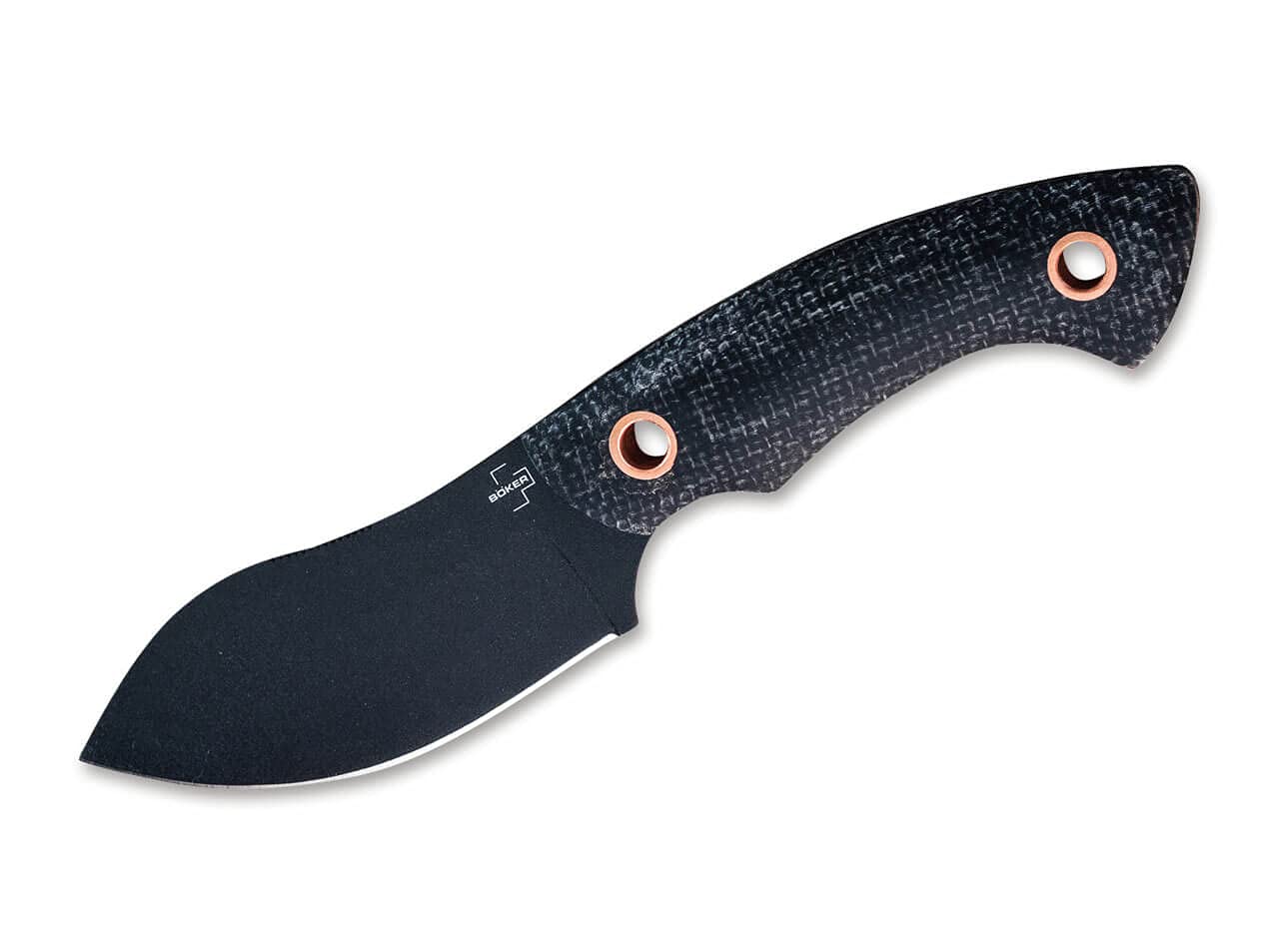BÖKER PLUS Nessmi Pro Black Copper Fixed Blade Knife, Designed by Jesper Voxnaes, Micarta Scales, D2 Steel Coated Blade