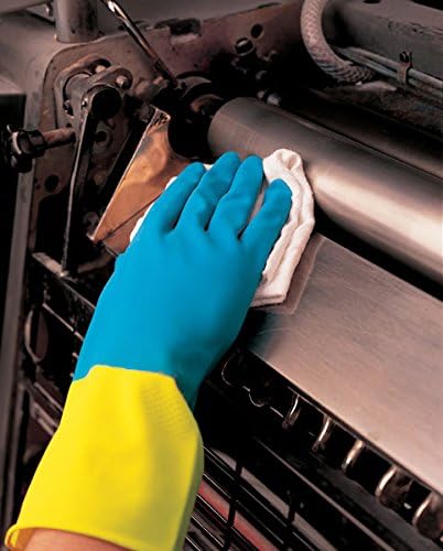 Memphis 5400S Blue Neoprene on Yellow Latex Flock Lined Glove, Size 10 (12 Pair)