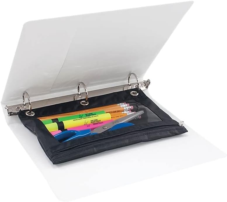 Advantus Binder Pencil Pouch, 10 x 7.38, Black/Clear 1 Count (Pack of 1)