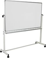 Flash Furniture HERCULES Series 64.25"W x 64.75"H Double-Sided Mobile White Board with Pen Tray