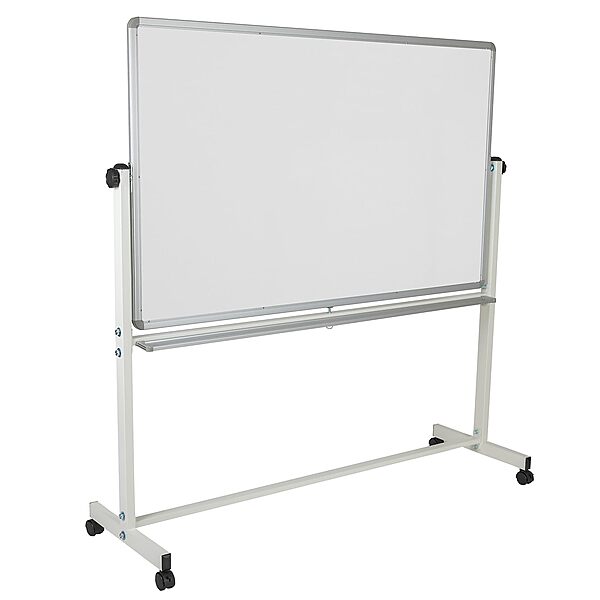Flash Furniture HERCULES Series 64.25"W x 64.75"H Double-Sided Mobile White Board with Pen Tray