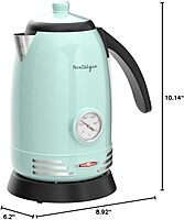 Nostalgia Retro Stainless Steel Electric Tea And Water Kettle, 1.7 Liters, Auto-Shut Off & Boil-Dry Protection
