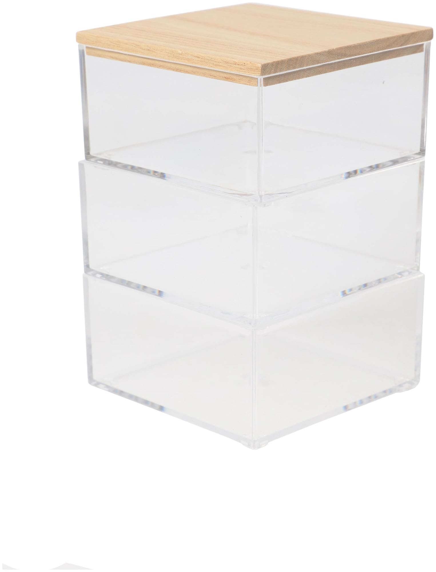 MARTHA STEWART Brody Plastic Storage Organizer Bins with Wood Lids