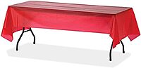 Genuine Joe GJO10326 Red Plastic Rectangular Table Cover, 108" Length x 54" Width, Red (Pack of 6)