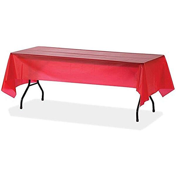 Genuine Joe GJO10326 Red Plastic Rectangular Table Cover, 108" Length x 54" Width, Red (Pack of 6)
