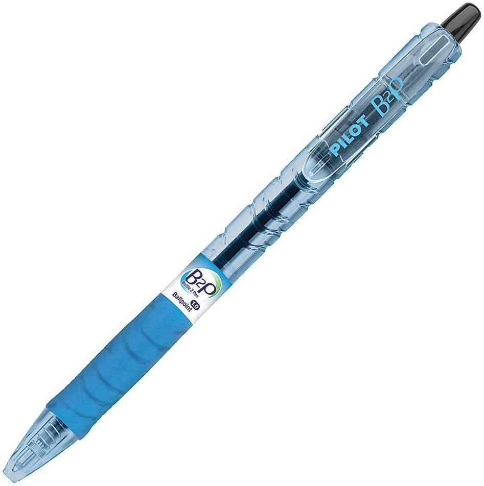 Pilot® B2P "Bottle To Pen" Retractable Ballpoint Pens, Medium Point, 1.0 mm, 86% Recycled, Translucent Blue Barrels