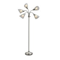 Adesso 7205-22 Multi-White Shade Floor Lamp, Adjustable Gooseneck Arms, Silver