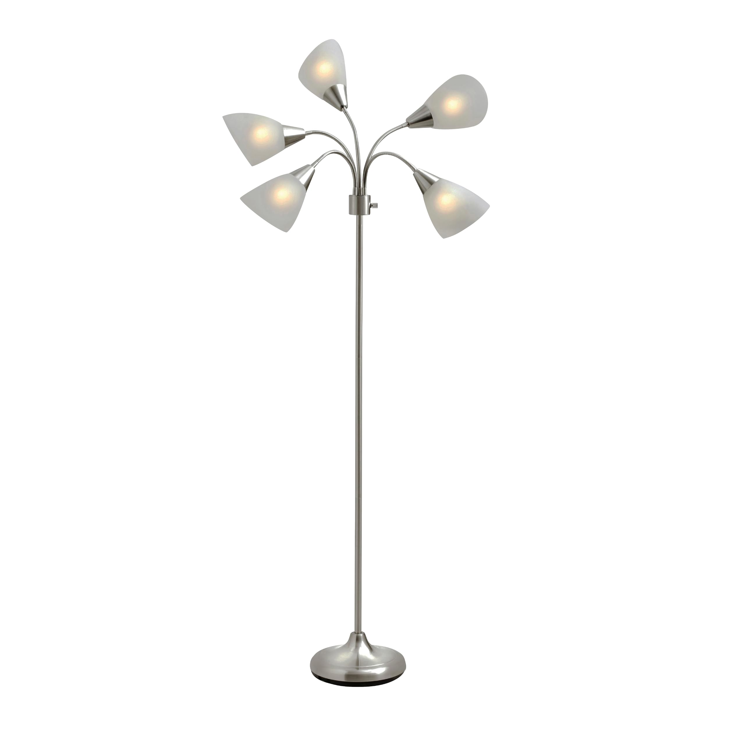 Adesso 7205-22 Multi-White Shade Floor Lamp, Adjustable Gooseneck Arms, Silver