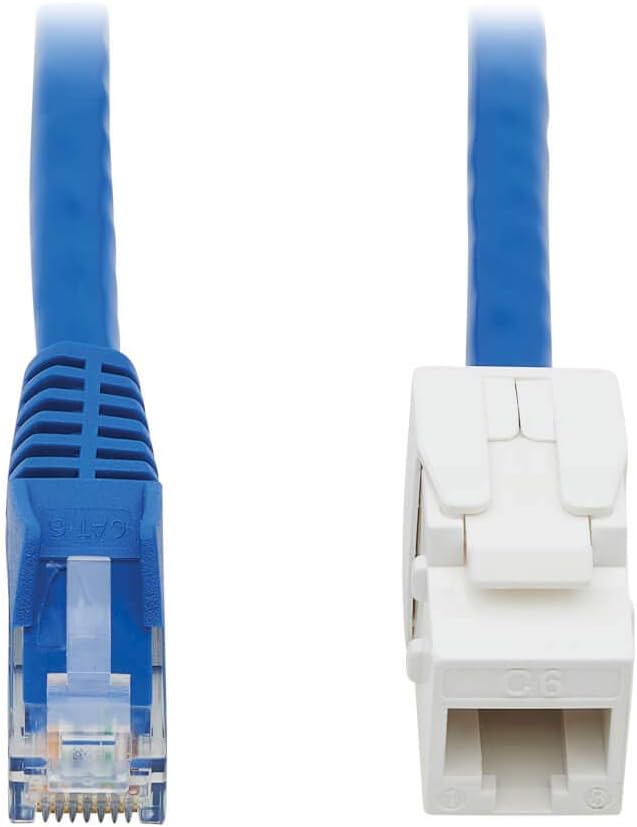 Tripp Lite Cat6 Keystone Jack Cable Assembly, Unshielded Ethernet Extension Network Cable, PoE+, RJ45 M/F, 18 in