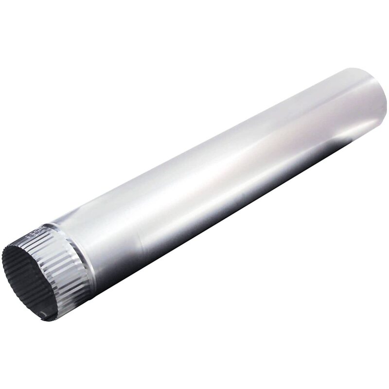 Deflecto 4in x 24in Rigid Aluminum Vent Pipe For Venting, Silver, LAM229