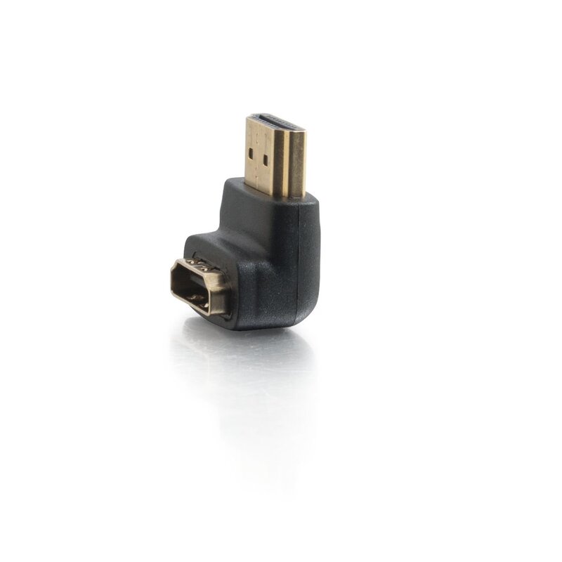 C2G Legrand HDMI Right Angle Adapter, HDMI Male to Female 90 Degree Adapter, Black Adapter Connector, 1 Count, C2G 40999