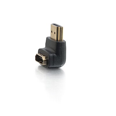 C2G Legrand HDMI Right Angle Adapter, HDMI Male to Female 90 Degree Adapter, Black Adapter Connector, 1 Count, C2G 40999