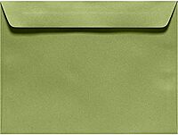 LUX Booklet 6in x 9in Envelopes, Gummed Seal, Avocado Green, Pack Of 50